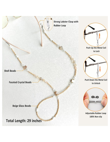 Cadena de Gafas ERNAULO con Perlas para Mujeres 73.66 cm