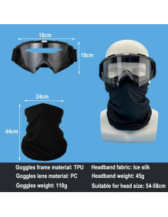 Gafas de Motocicleta LJDJ con Balaclava UV y Cubierta Facial 2