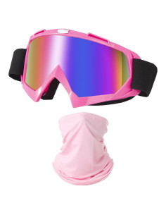 Gafas de Motocicleta LJDJ con Balaclava UV Rosa