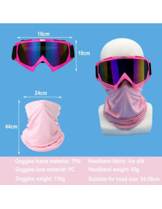 Gafas de Motocicleta LJDJ con Balaclava UV Rosa 2