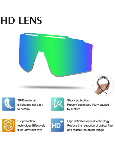 Gafas de Ciclismo OULAIQI Xq-550 Verde con Lentes Intercambiables