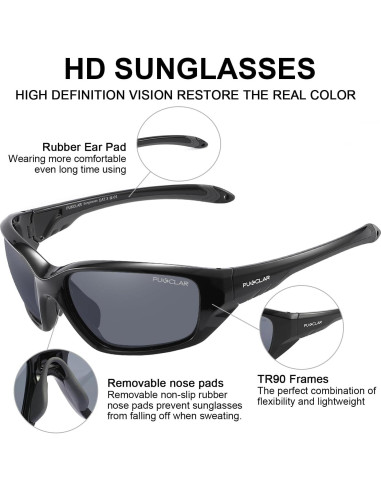 Gafas de sol deportivas PUKCLAR polarizadas UV400 gris