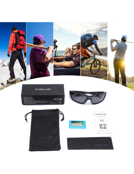 Gafas de sol deportivas PUKCLAR polarizadas UV400 gris