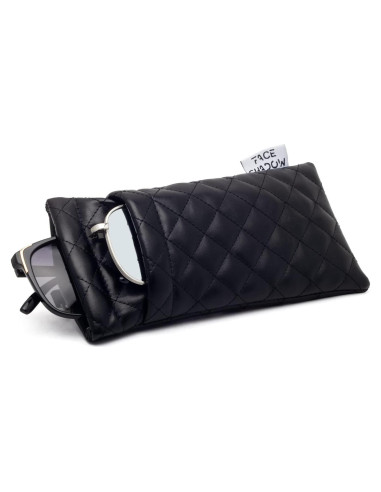 Estuche para Gafas Doble Cristal PU Negro con Paño