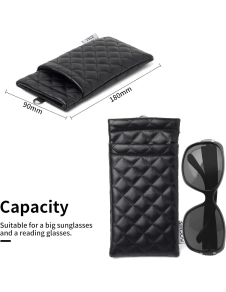 Estuche para Gafas Doble Cristal PU Negro con Paño