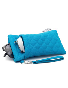 Estuche Doble para Gafas de Microfibra Azul con Paño