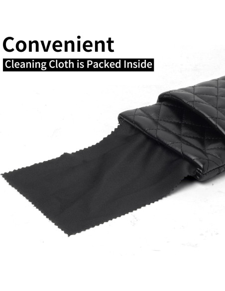 Estuche para Gafas Doble Cristal PU Negro con Paño