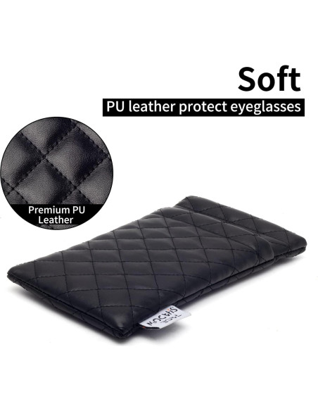 Estuche para Gafas Doble Cristal PU Negro con Paño