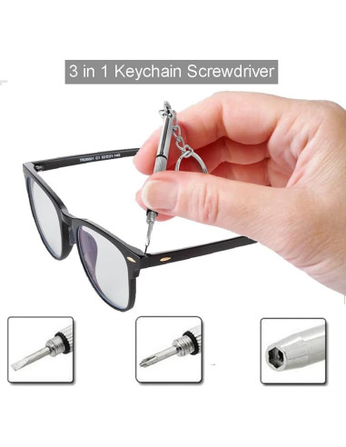 Kit de Reparación de Gafas ESINAM 5 en 1 y Mini Destornillador