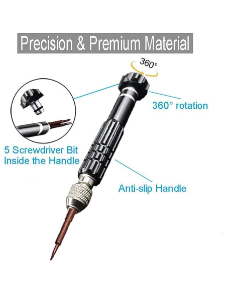 Kit de Reparación de Gafas ESINAM 5 en 1 y Mini Destornillador