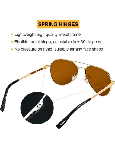 Gafas de Sol Aviador Gleyemor 52mm Polarizadas Unisex