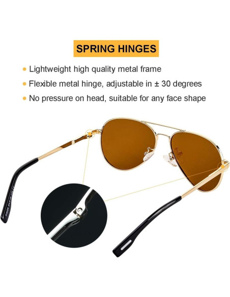 Gafas de Sol Aviador Gleyemor 52mm Polarizadas Unisex