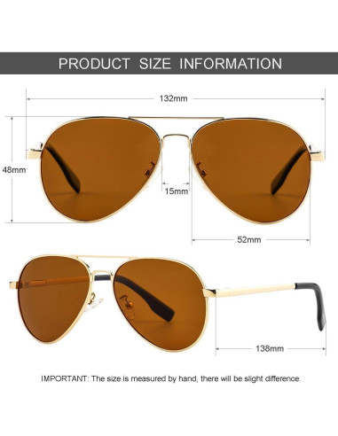 Gafas de Sol Aviador Gleyemor 52mm Polarizadas Unisex