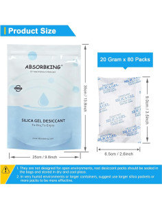 Paquetes de Gel de Sílice 20g - 80 Pcs Desecante Seguro para Alimentos 2