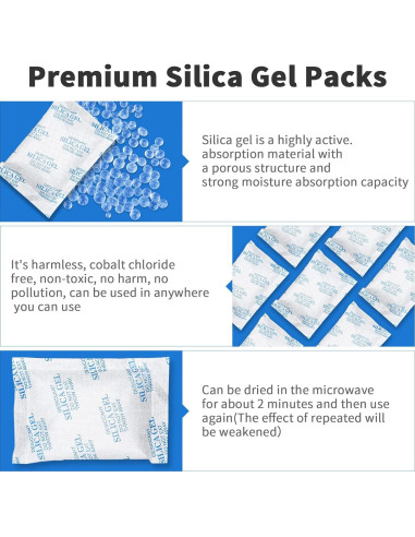 Paquetes de Gel de Sílice 20g - 80 Pcs Desecante Seguro para Alimentos