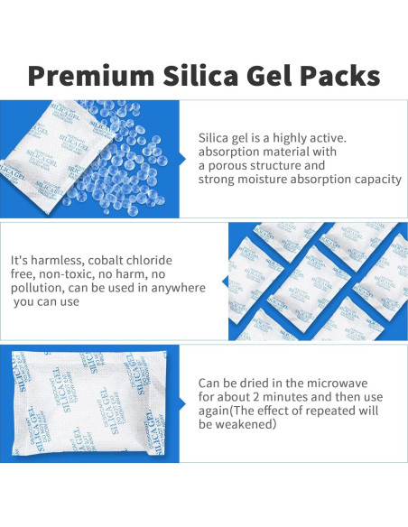 Paquetes de Gel de Sílice 20g - 80 Pcs Desecante Seguro para Alimentos