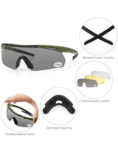 Gafas Tácticas XAegis con 3 Lentes Intercambiables Gafas Tácticas XAegis con 3 Lentes Intercambiables