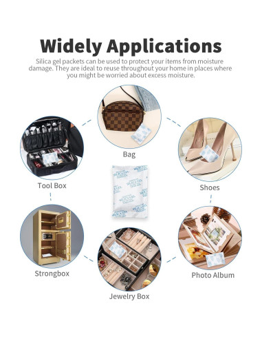 Paquetes de Gel de Sílice 20g - 80 Pcs Desecante Seguro para Alimentos