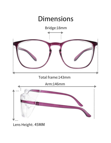 Gafas de Seguridad SQIMZAR Antiempañamiento Púrpura Leopardo