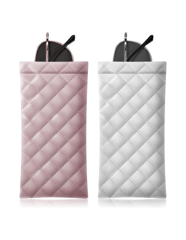 Estuche de Gafas Suave PU - Bolsa Organizador 2 Piezas