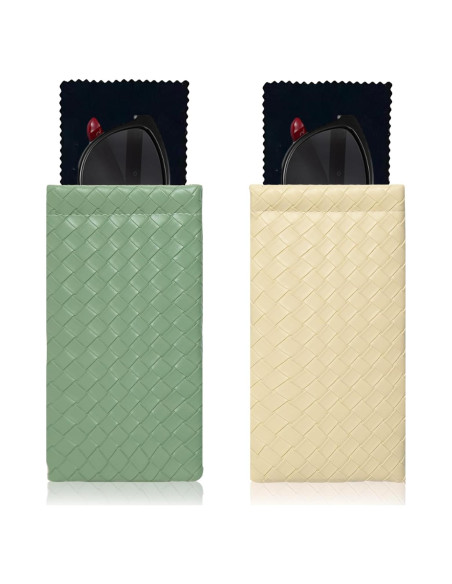 Estuche de Gafas Suave PU - Bolsa Organizador 2 Piezas