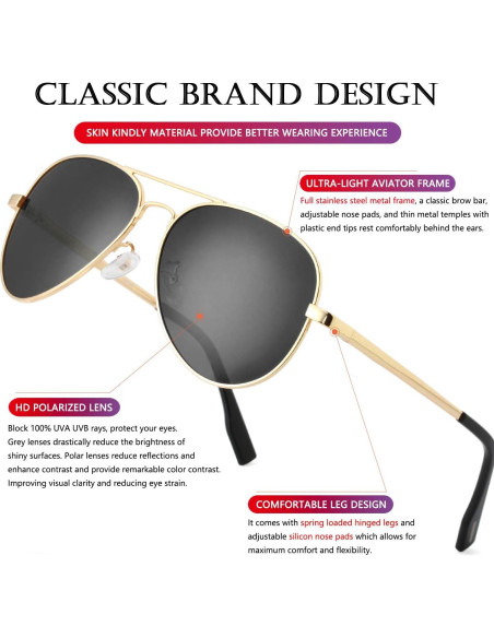 Gafas de sol AIEYEZO aviador polarizadas UV400 unisex