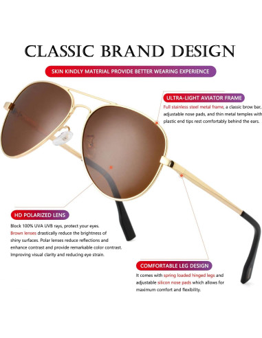 Gafas de sol AIEYEZO aviador polarizadas UV400 unisex