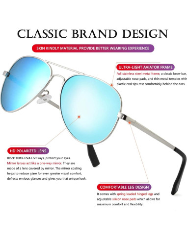 Gafas de sol AIEYEZO aviador polarizadas UV400 unisex