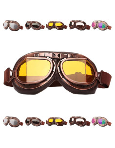 Gafas de Moto Vintage Peicees Cobre Lentes Ámbar