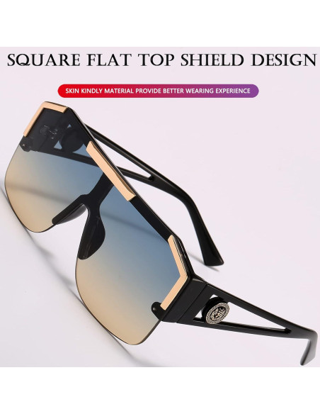 Gafas de Sol Cuadradas AIEYEZO Degradado Azul Marrón 72mm