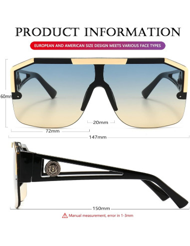 Gafas de Sol Cuadradas AIEYEZO Degradado Azul Marrón 72mm