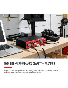 Focusrite Clarett+ 2Pre Interfaz de Audio USB-C 2 Pre-Amplificadores 2