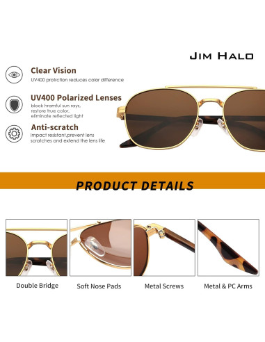 Gafas de Sol Aviador Jim Halo Lentes Polarizados UV400