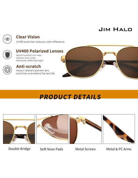 Gafas de Sol Aviador Jim Halo Lentes Polarizados UV400 Gafas de Sol Aviador Jim Halo Lentes Polarizados UV400