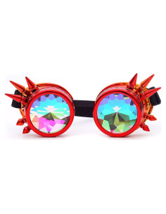 Gafas Steampunk Lelinta Rave Ajustables Rojo-Naranja