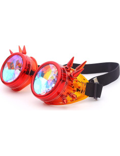 Gafas Steampunk Lelinta Rave Ajustables Rojo-Naranja 2