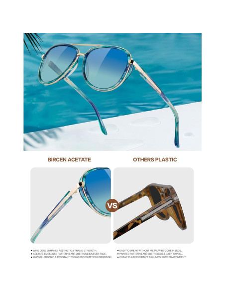 Gafas de sol BIRCEN para mujeres UV400 - Marco acetato Gafas de sol BIRCEN para mujeres UV400 - Marco acetato