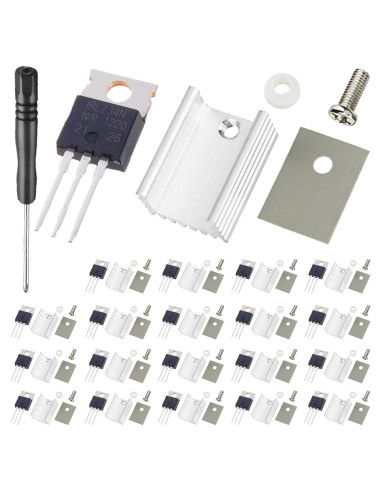 20 Transistores IRLZ34N N-Channel 30A 55V TO-220 con Disipadores