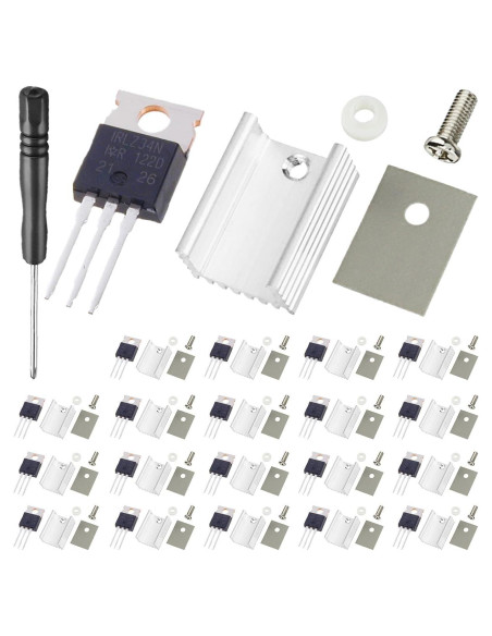 20 Transistores IRLZ34N N-Channel 30A 55V TO-220 con Disipadores