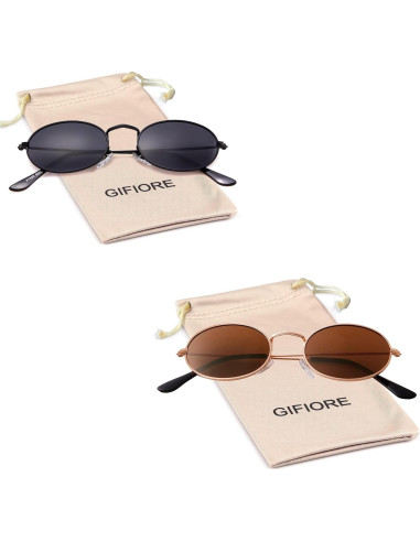 GIFIORE Gafas de Sol Ovaladas Retro UV400 para Hombres y Mujeres