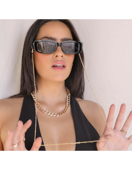 Correa para Gafas Ettika 76 cm Metal Dorado Accesorio Mujer