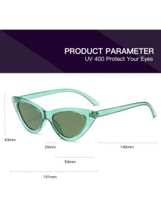 Gafas de sol retro de ojo de gato para mujer Verde claro 2