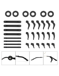 16 Ganchos Antideslizantes para Gafas - Silicona Negra