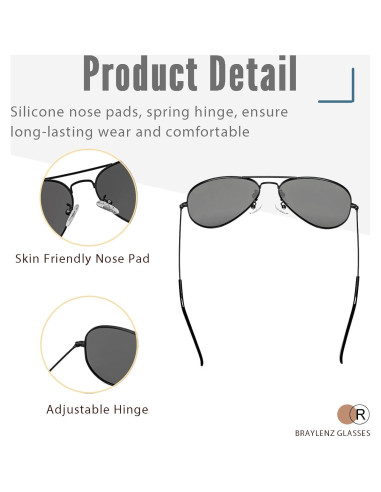 Gafas de sol aviador Braylenz polarizadas UV 100% doradas