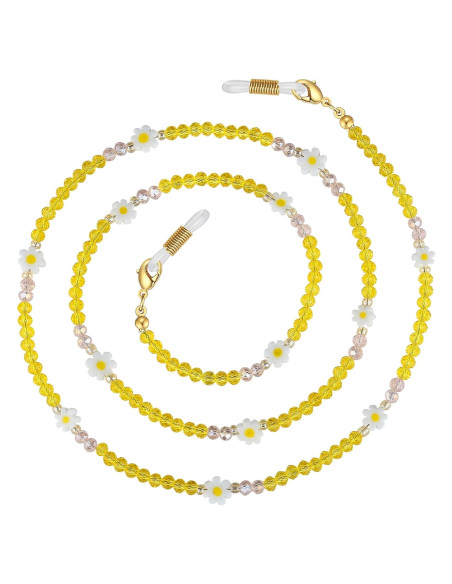 Cadena de Gafas Girasol Feliz - Cristales Amarillos 78.74 cm