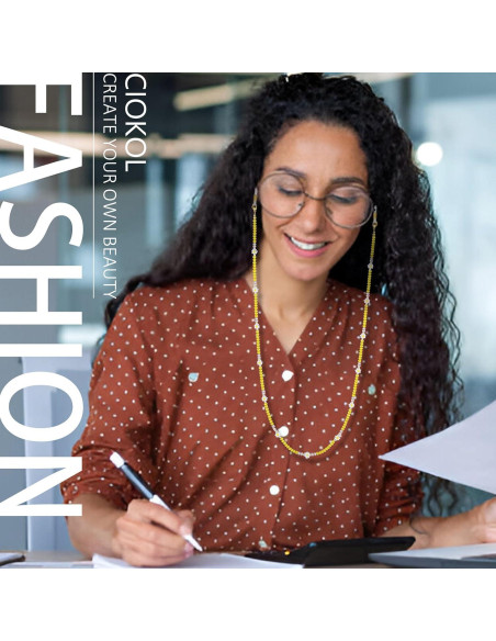 Cadena de Gafas Girasol Feliz - Cristales Amarillos 78.74 cm