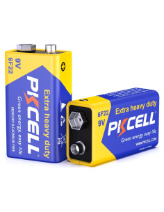 Batería PKCELL 9V Carbono Zinc 6F22 Ultra Duradera 2 Piezas