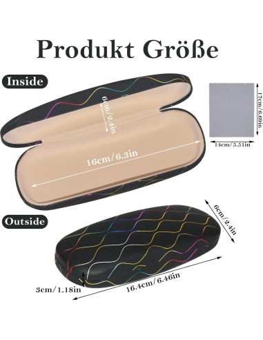 Estuche de Gafas 3 Piezas con Paño de Limpieza - Negro, Azul, Blanco