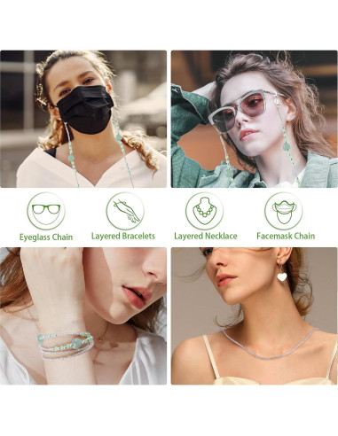 Cadena de Acrílico BILIONE para Gafas Verde 72 cm