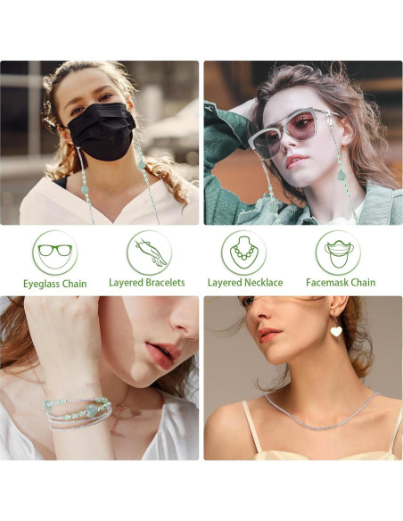 Cadena de Acrílico BILIONE para Gafas Verde 72 cm